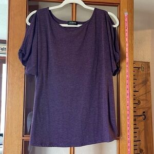 Purple cold shoulder T shirt